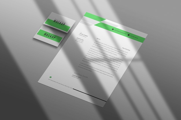 Carta intestata con biglietto da visita mockup psd