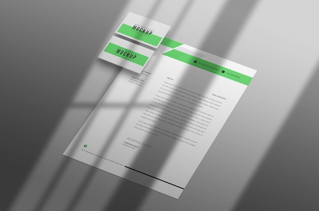 Letterhead with Business Card Mockup PSD