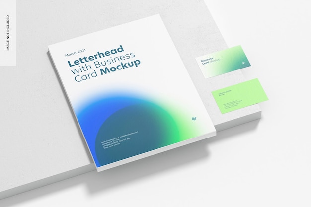Letterhead with Business Card Mockup, Top View