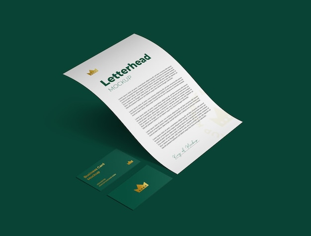 Carta intestata con biglietto da visita mockup