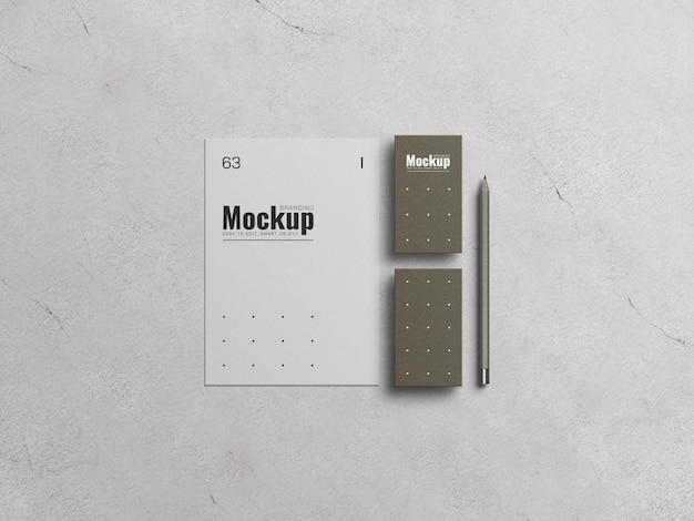 Carta intestata con mockup di biglietti da visita