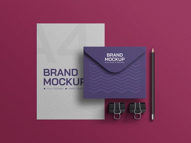 Letterhead with envelope mockup