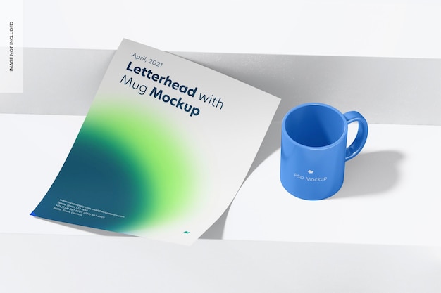 Letterhead with Mug Mockup, Left View