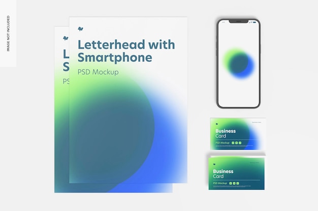 スマートフォンのモックアップ付きレターヘッド
