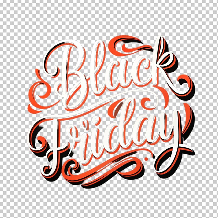 PSD lettering for black friday on transparent background