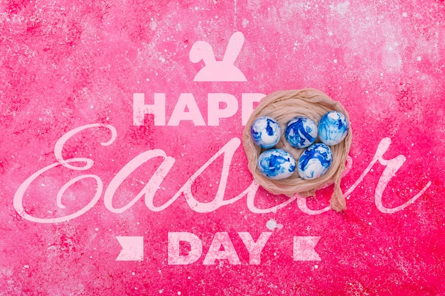 PSD lettering easter mockup with eggs