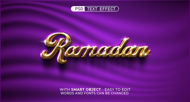 PSD lettering effetto testo ramadan dorato