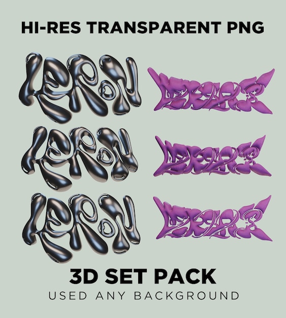 文字包海报 矢量 3D 渲染