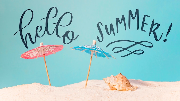 PSD lettering summer background with beach elements
