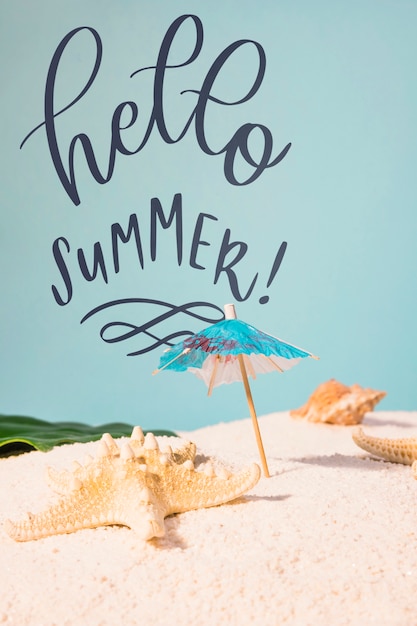 Lettering summer card with beach elements