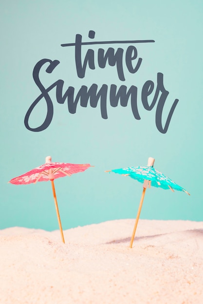 PSD lettering summer card with beach elements