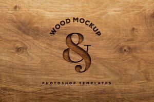 letterpress logo mockup on wooden
