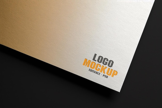 PSD letterpress logo mockup on paper surface