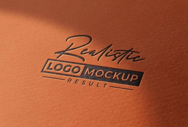 Letterpress paper black logo mockup on red paper