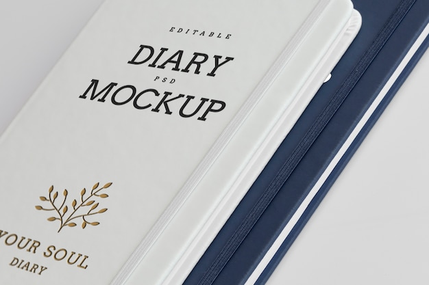 PSD letterpress printing on a diary mockup