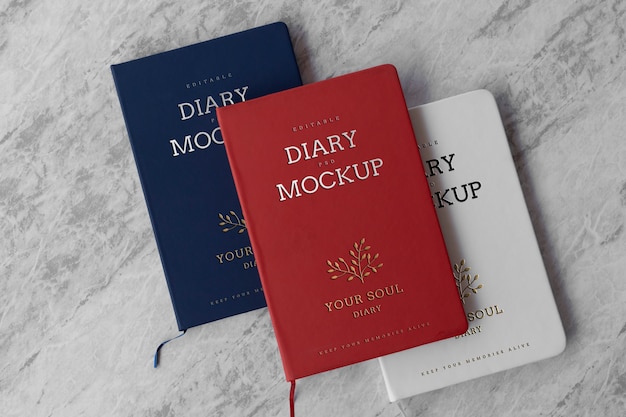 PSD letterpress printing on a diary mockup