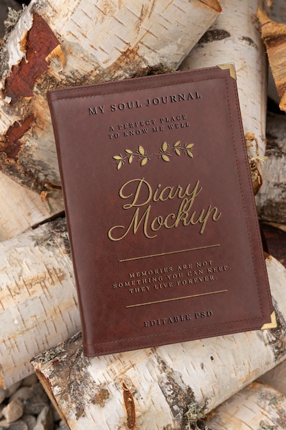 PSD letterpress printing on diary mockup