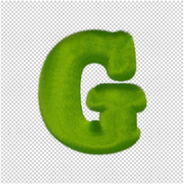 편지는 녹색 잔디에서 만들어집니다. 3d 편지 g