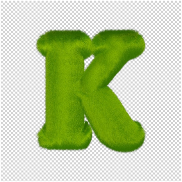 文字は緑の草から作られています。 3D文字k