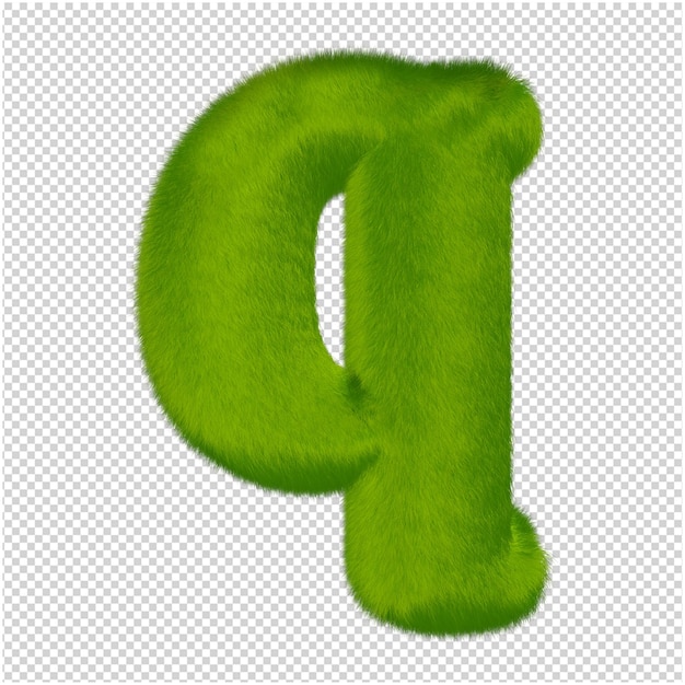 The letters are made from green grass. 3d letter q