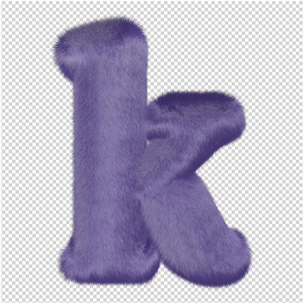 The letters are made from purple fur. 3d letter k