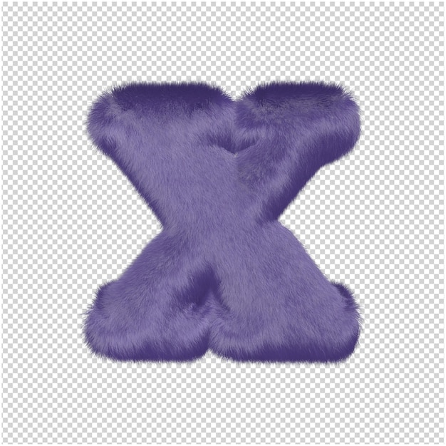 The letters are made from purple fur. 3d letter x