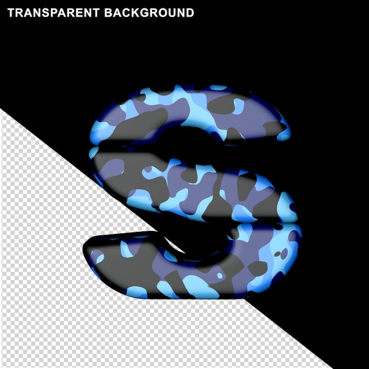 PSD letters in blue camouflage 3d letter s