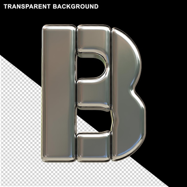 PSD letters from vertical silver blocks. 3d letter b