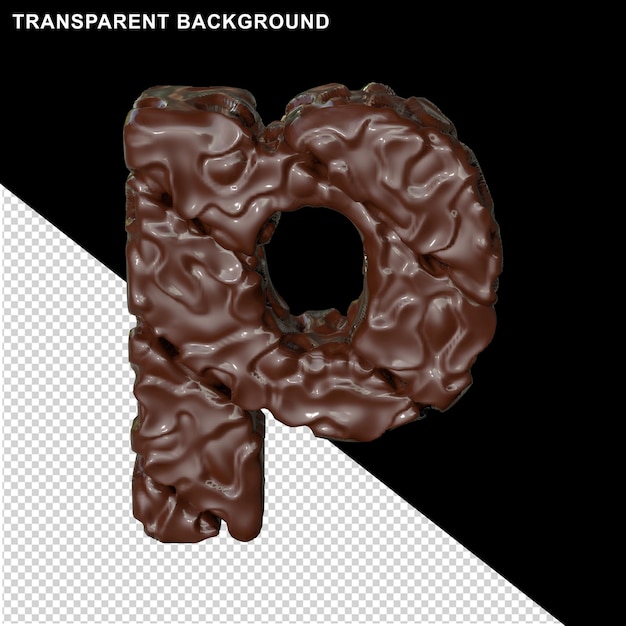 PSD letters gemaakt van chocolade. 3d-letter p