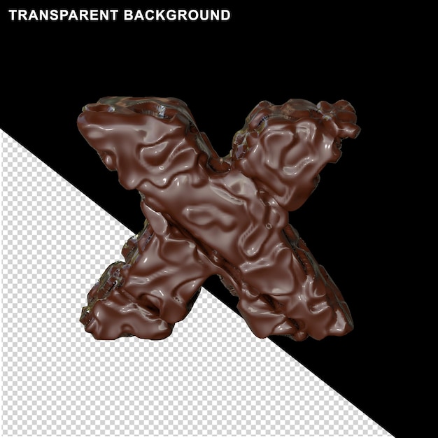 Letters gemaakt van chocolade. 3d-letter x