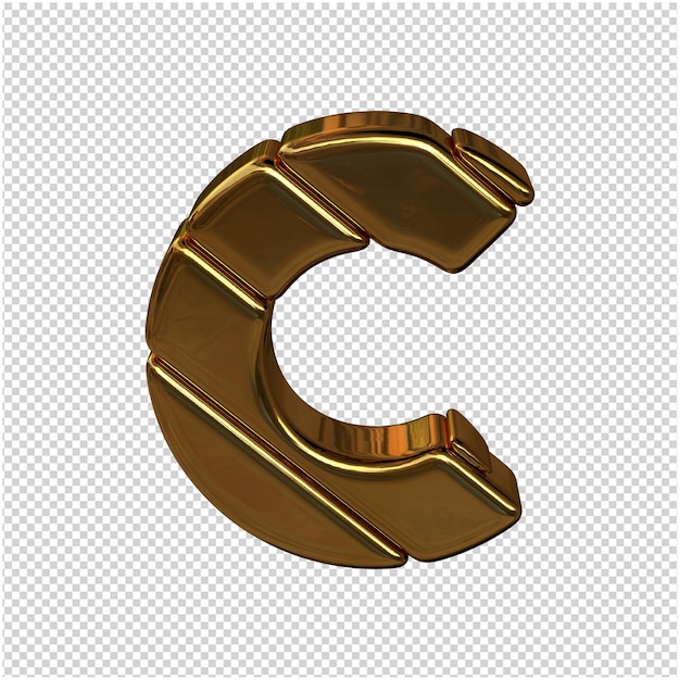 Letters gemaakt van goudstaven. 3D-letter c