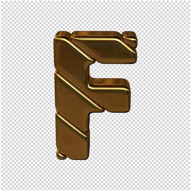 Letters gemaakt van goudstaven. 3d-letter f