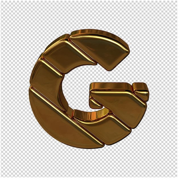 Letters gemaakt van goudstaven. 3d-letter g