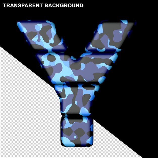 Letters in blauwe camouflage 3d hoofdletter y