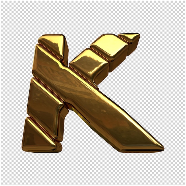 PSD letters made from gold bars. 3d letter k