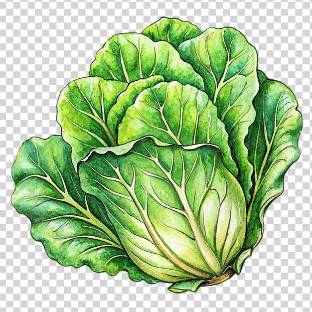 PSD lettuce art isolated on transparent background