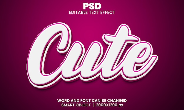 Leuk 3d bewerkbaar teksteffect Premium Psd met achtergrond