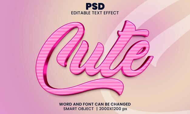 Leuk 3d bewerkbaar teksteffect premium psd met achtergrond