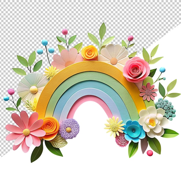 Leuk bloemen regenboogontwerp op doorzichtige achtergrond