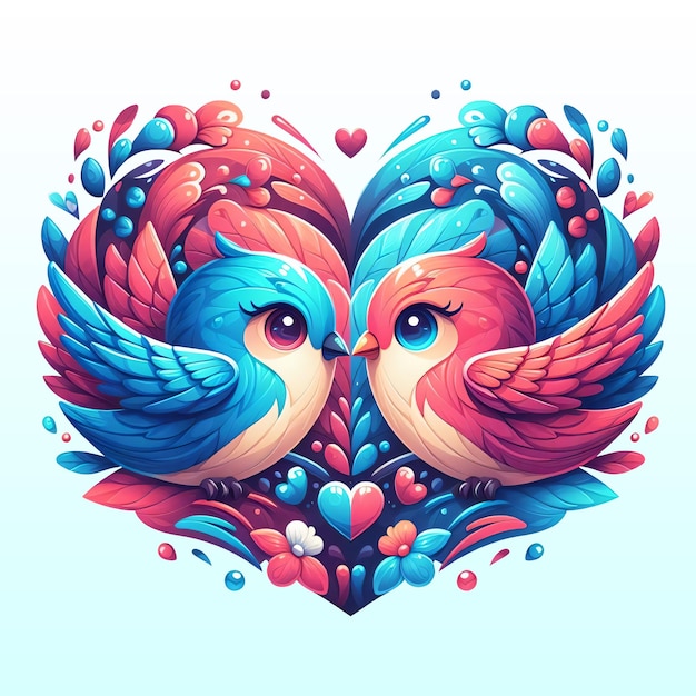 PSD leuk hartvormig ontwerp liefde vogels