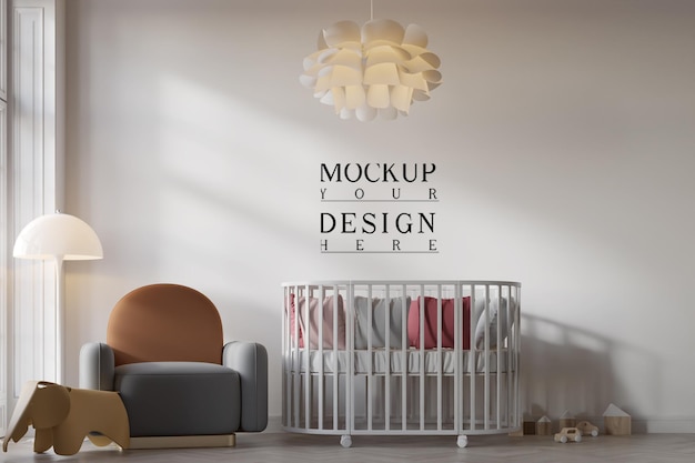 PSD leuk kinder slaapkamer interieur met muur mockup