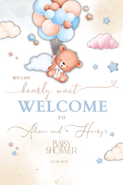 PSD leuk modern baby shower welkom bord