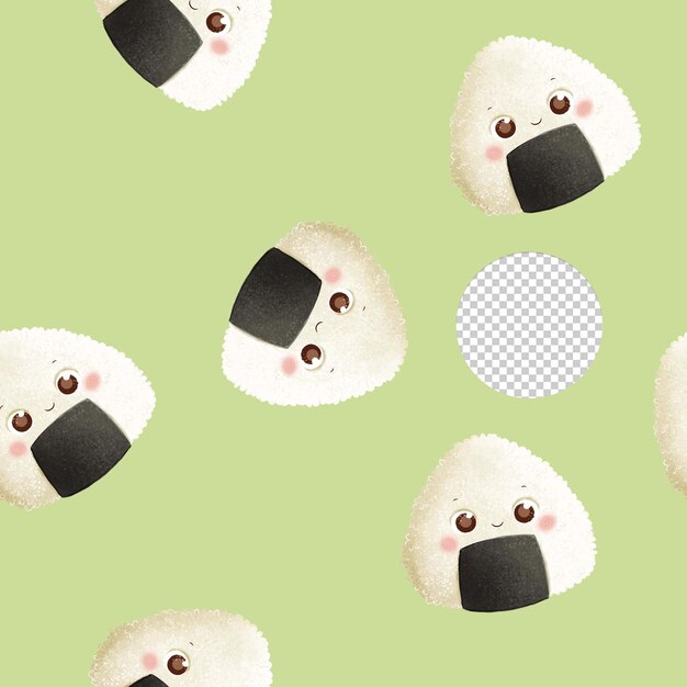 Leuk onigiri-patroon op op groene bakground