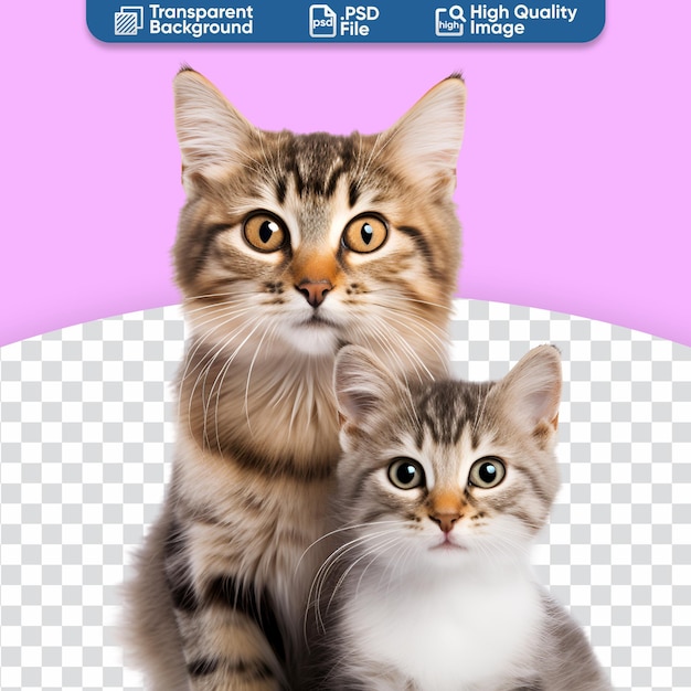 PSD leuk portret van een volwassen kat met een kitten close-up