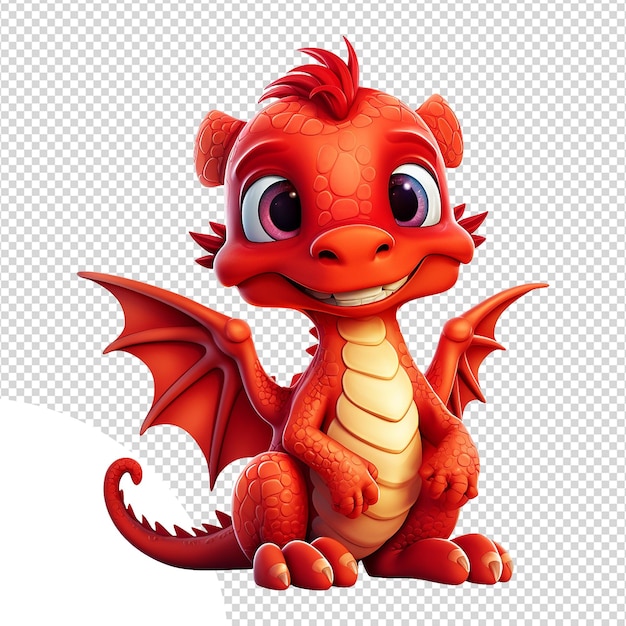 PSD leuke 3d cartoon baby draak geïsoleerd op transparante achtergrond