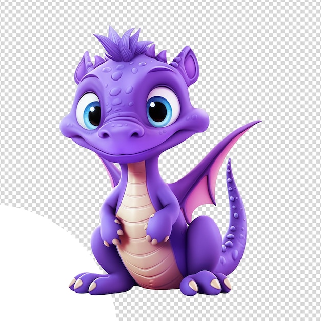 PSD leuke 3d cartoon baby draak geïsoleerd op transparante achtergrond