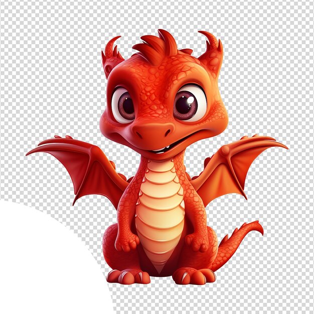 PSD leuke 3d cartoon baby draak geïsoleerd op transparante achtergrond