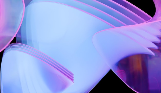 Leuke 3D-weergave van een abstracte iriserende glazen achtergrond gemaakt met 3D-software