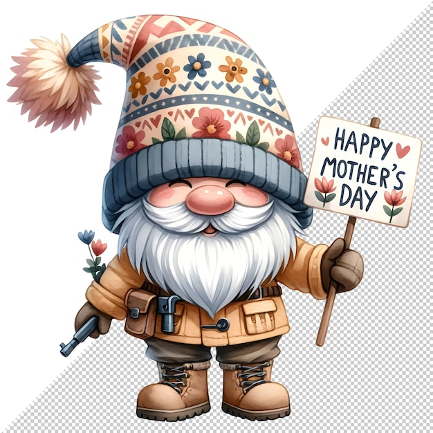 Leuke aquarel Gnome Moedersdag Clipart Illustratie