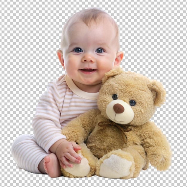 Leuke baby met een knuffeldier.